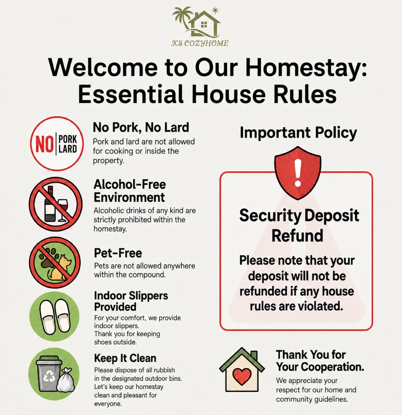 KS CozyHome essential house rules